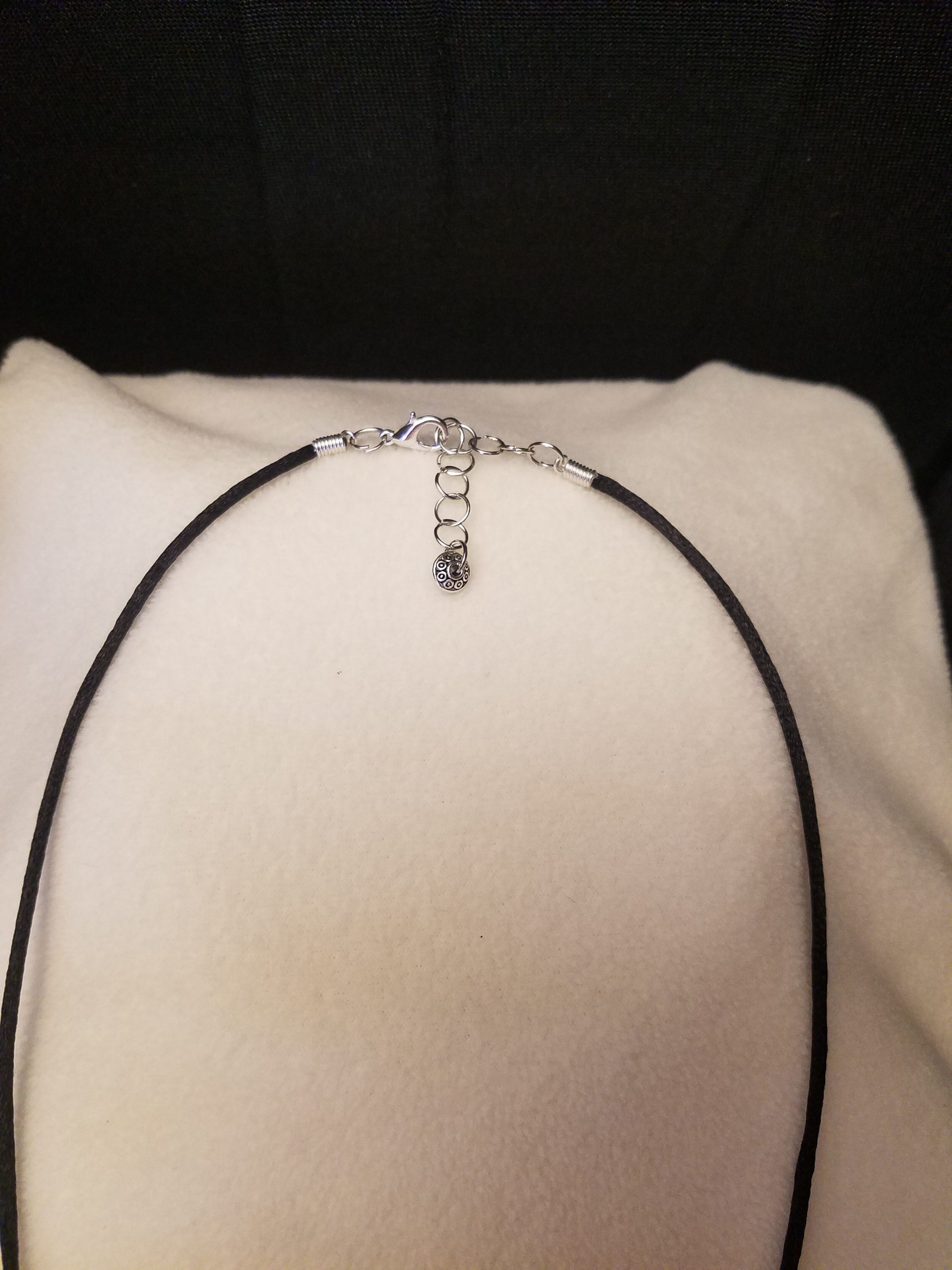 Silver Clasp on Black Cord Adjustable Necklace