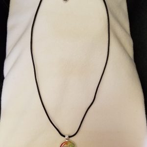 Adjustable Black Cord Necklace with Rainbow Epoxy & Butterfly Pendant
