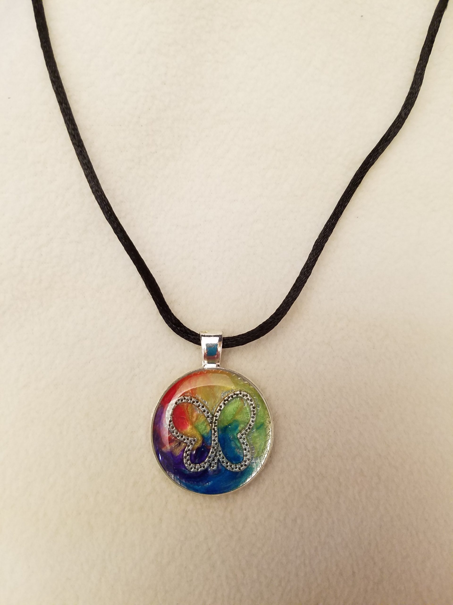 Rainbow Epoxy Butterfly Pendant