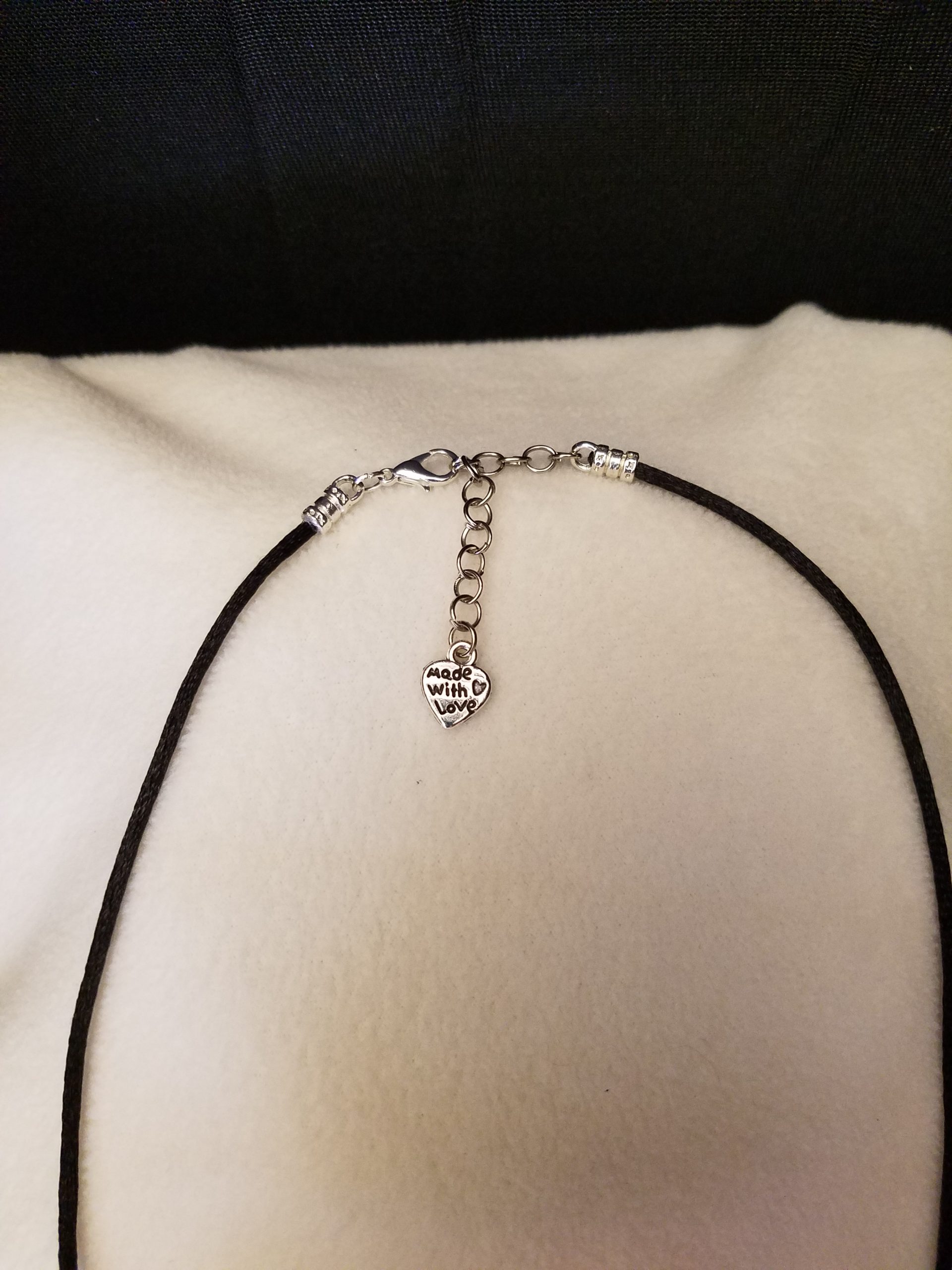 Silver Clasp on Black Cord Adjustable Necklace