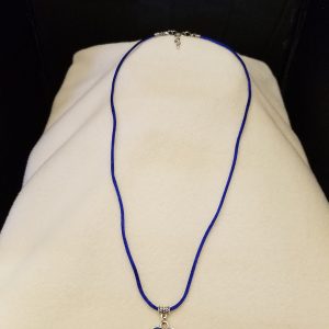 Adjustable Blue Cord Necklace with Red, White & Blue Epoxy in Silver Heart Pendant
