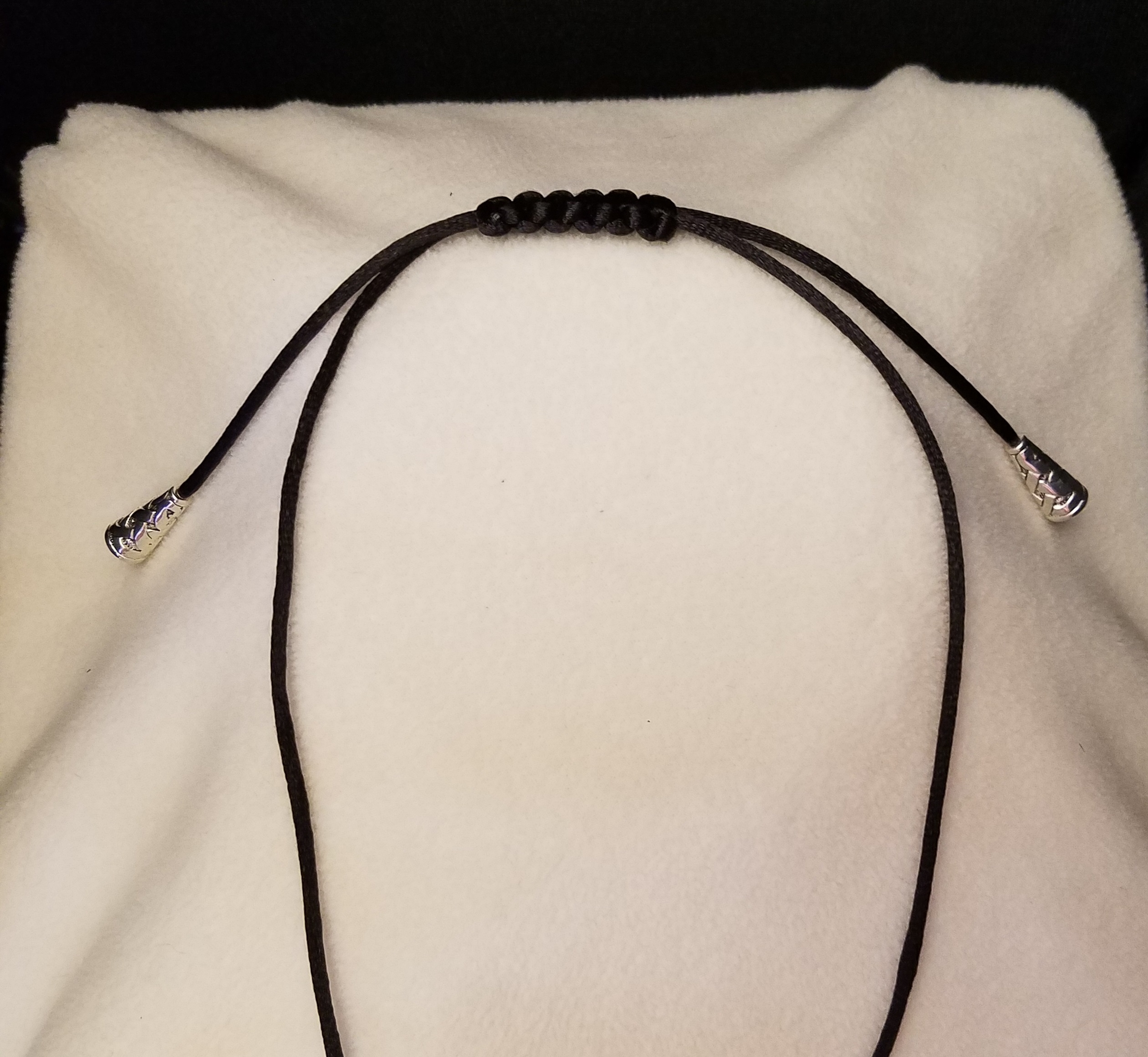 Black Cord Necklace Knot Adjustment With Beaded Ends
