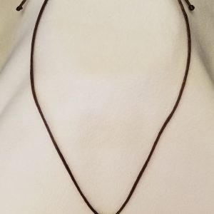 Adjustable Knotted Brown Cord Necklace with Brown Epoxy Silver Stag Head Round Silver Pendant