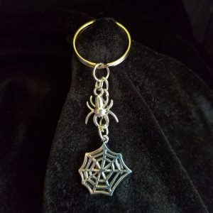Silver Spider & Web Keychain