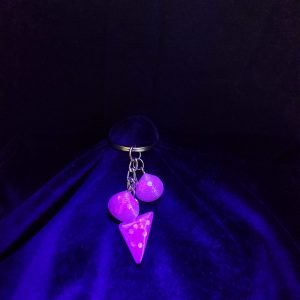 Abstract Pink Glow Triangle & Seashell Keychain