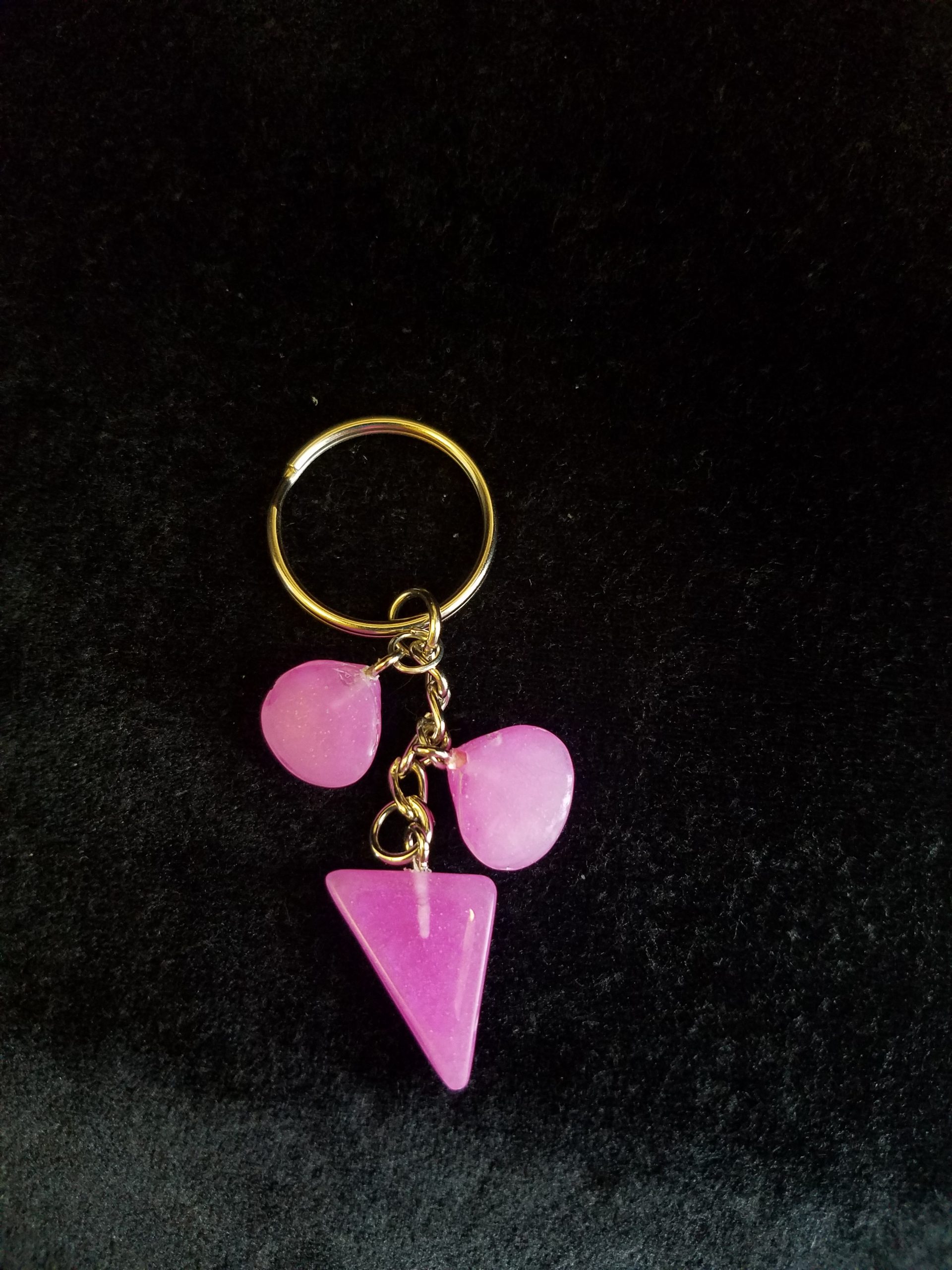 Abstract Pink Glow Triangle & Seashell Keychain