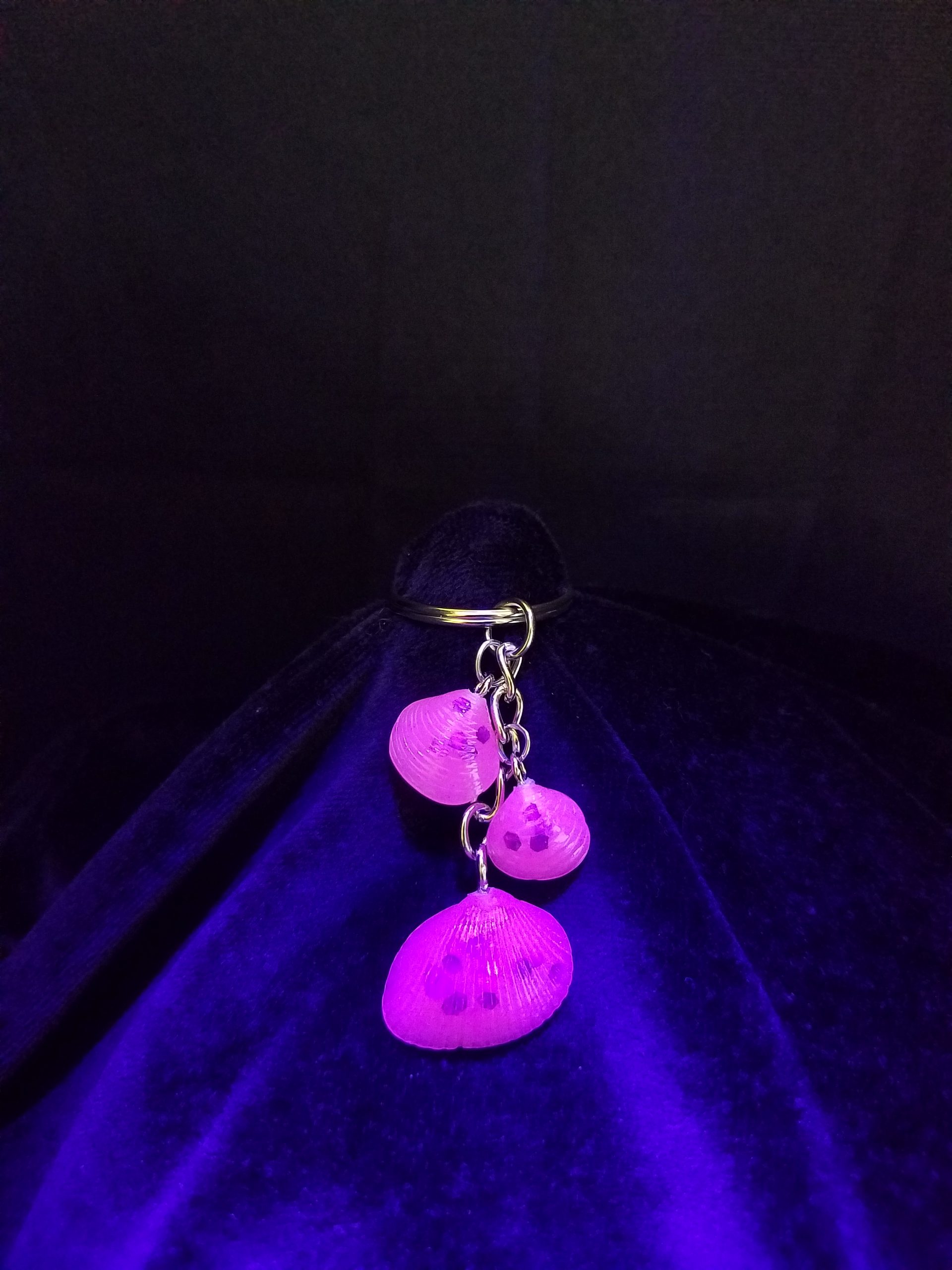 Abstract Pink Glow Seashell Keychain