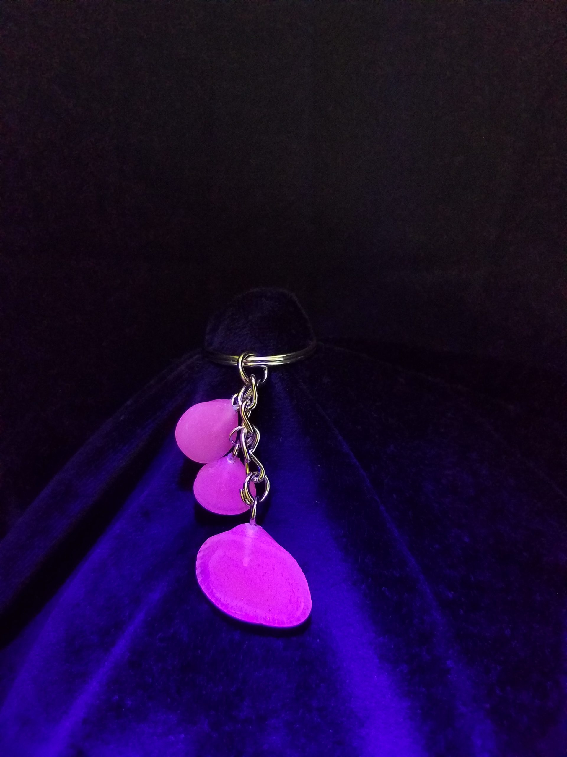 Abstract Pink Glow Seashell Keychain