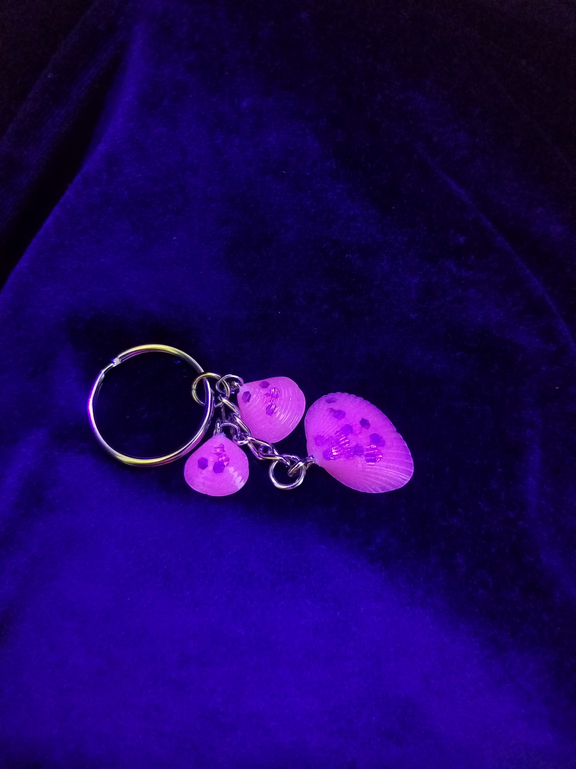 Abstract Pink Glow Seashell Keychain