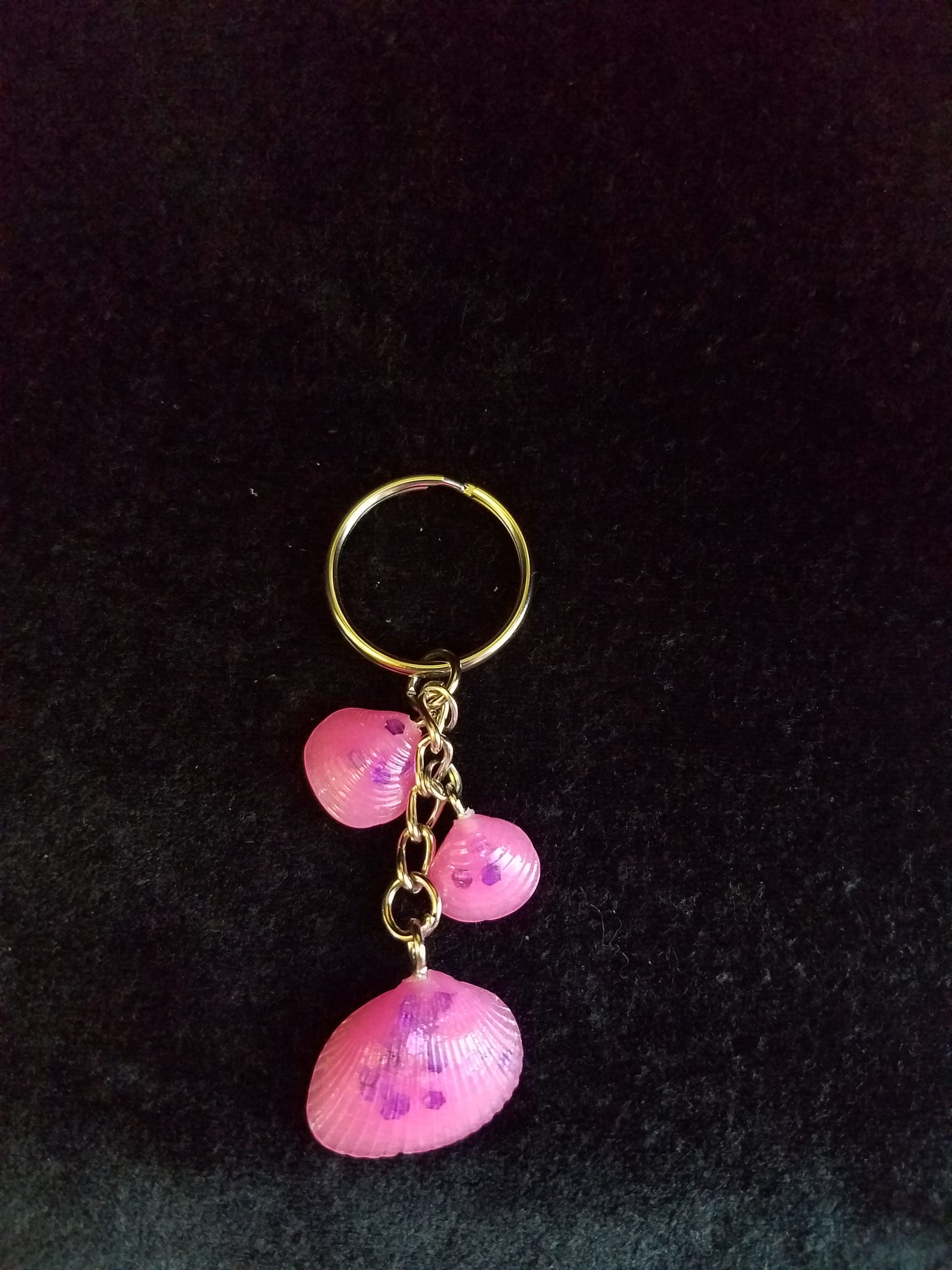 Abstract Pink Glow Seashell Keychain