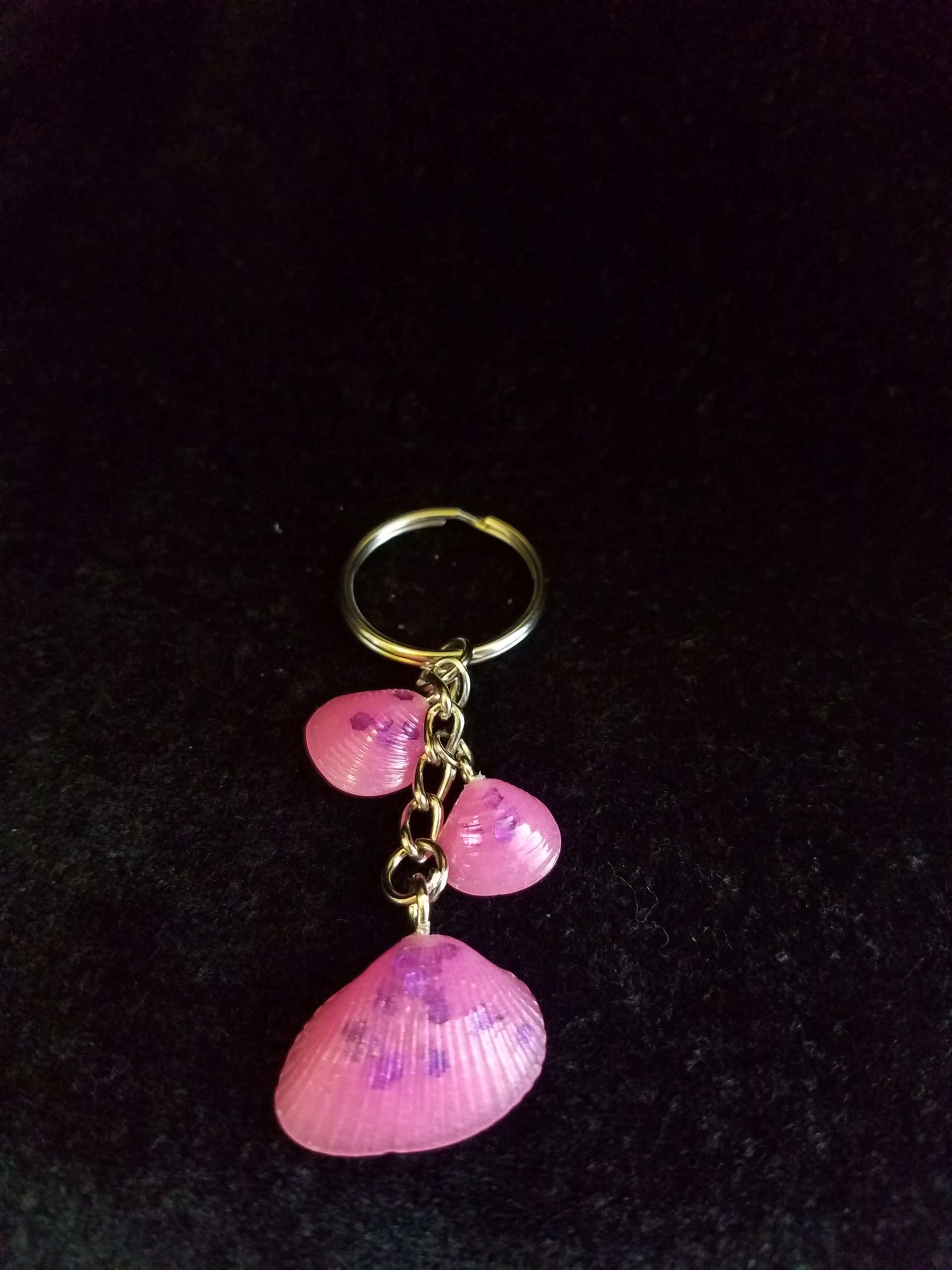 Abstract Pink Glow Seashell Keychain
