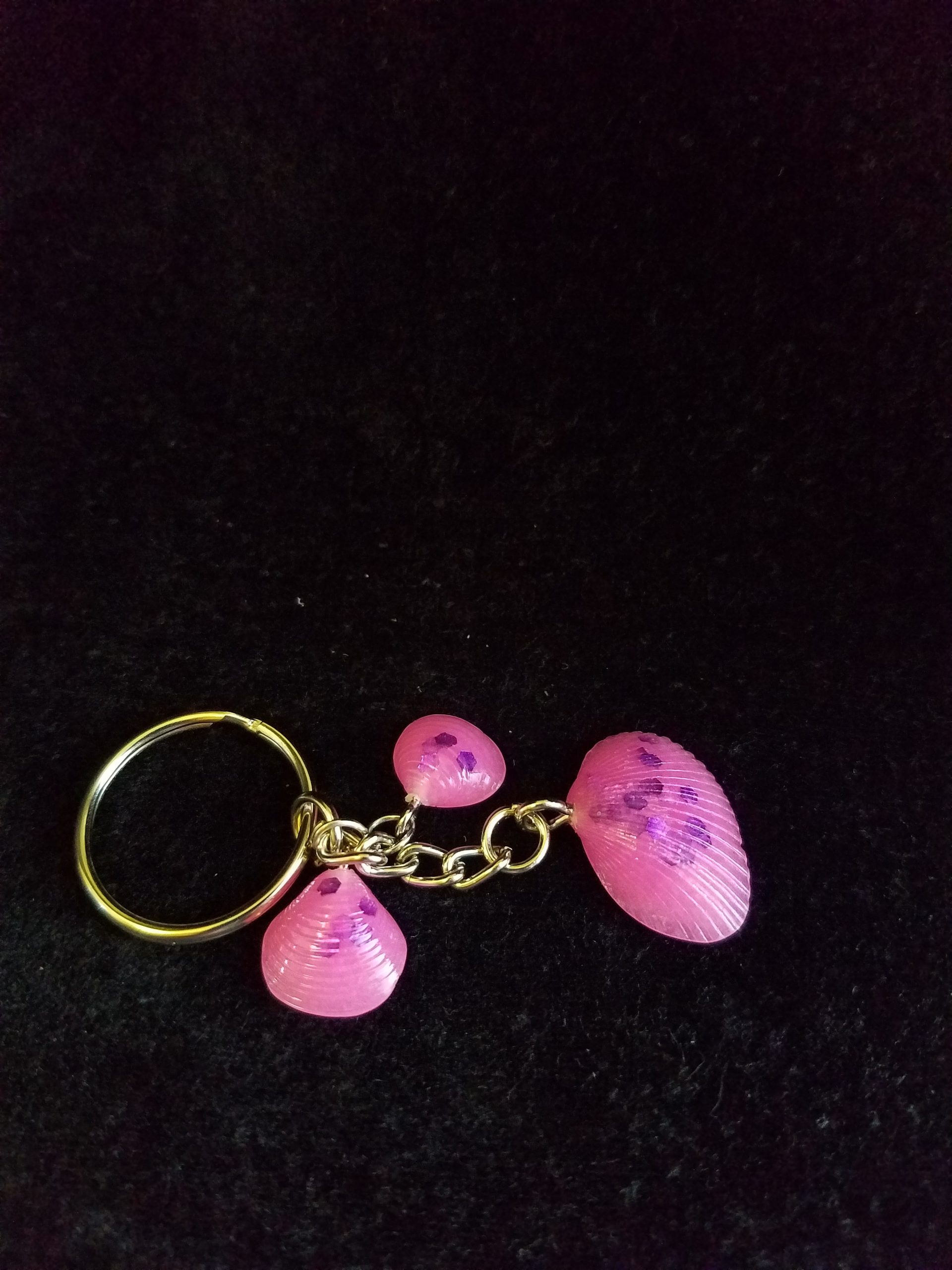Abstract Pink Glow Seashell Keychain