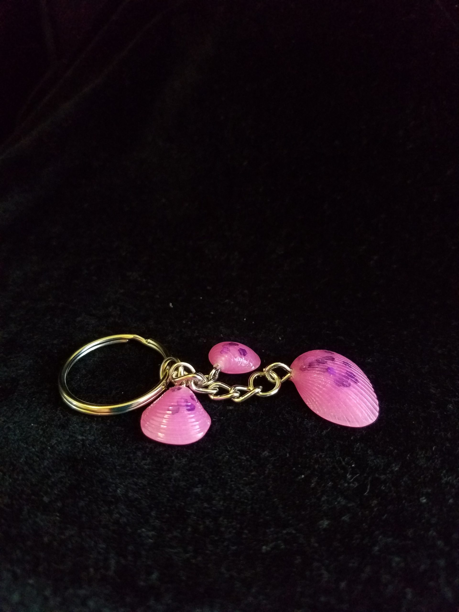 Abstract Pink Glow Seashell Keychain