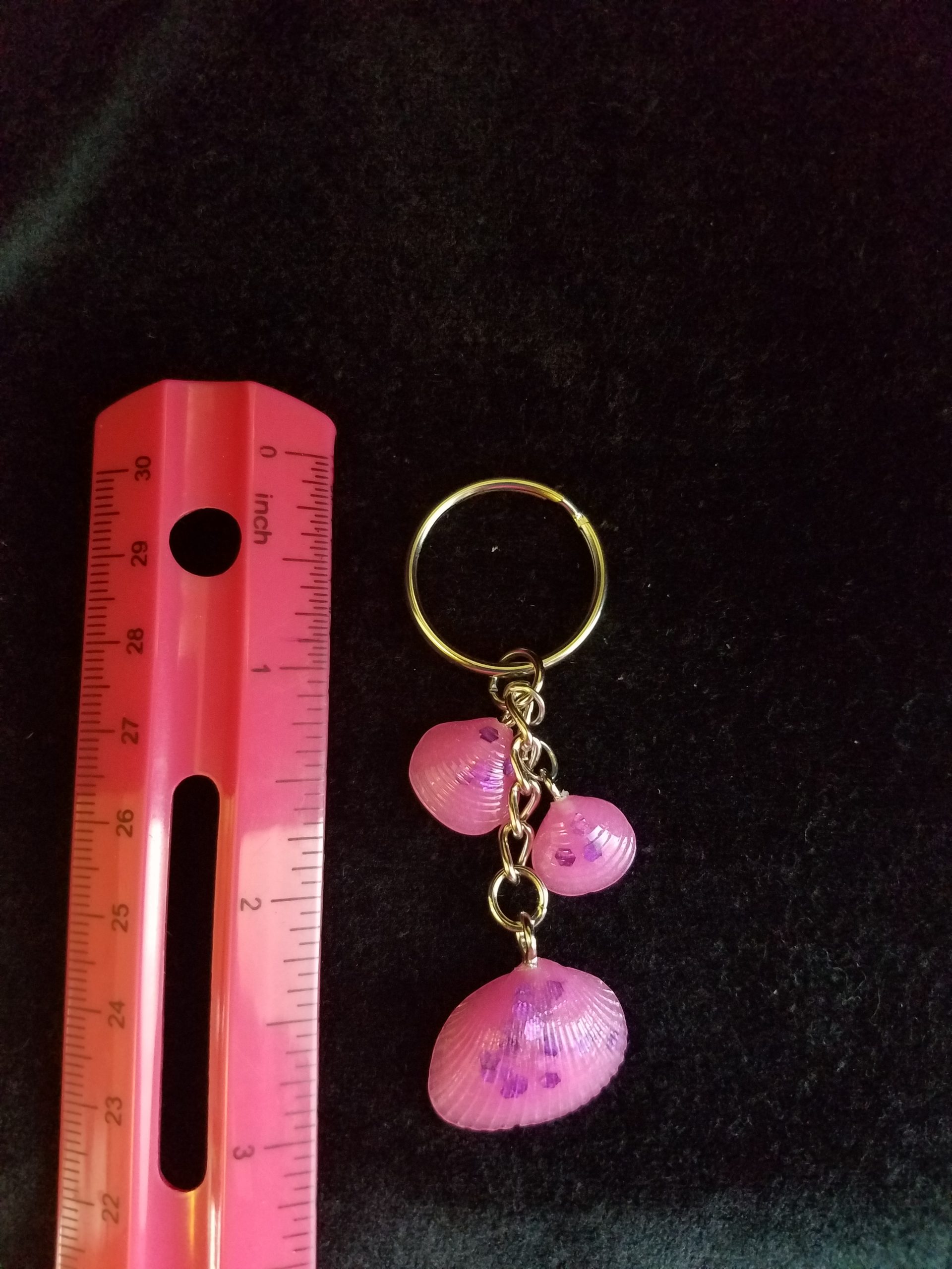 Abstract Pink Glow Seashell Keychain
